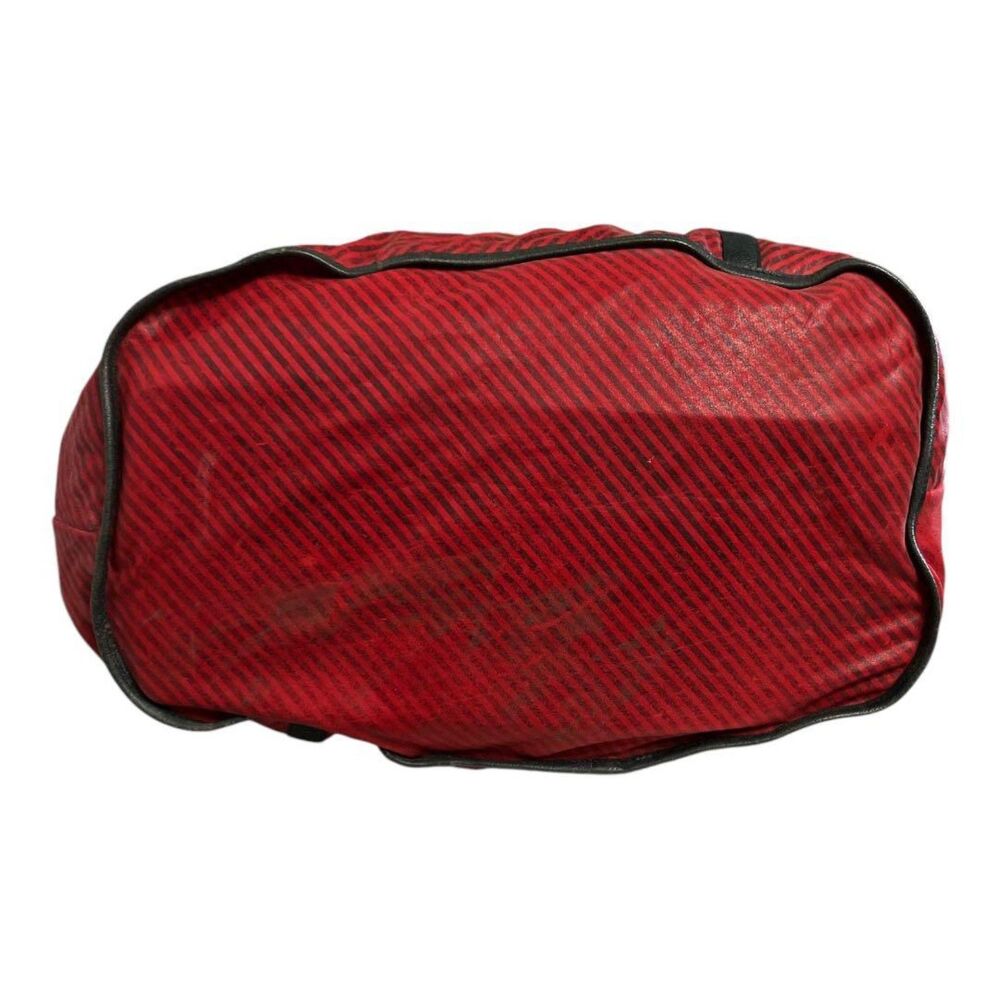 Gucci XL Travel Tote Red & Black Stripe Vintage 90s Weekender Bag w/ Pouch, Rare - Picture 6 of 14